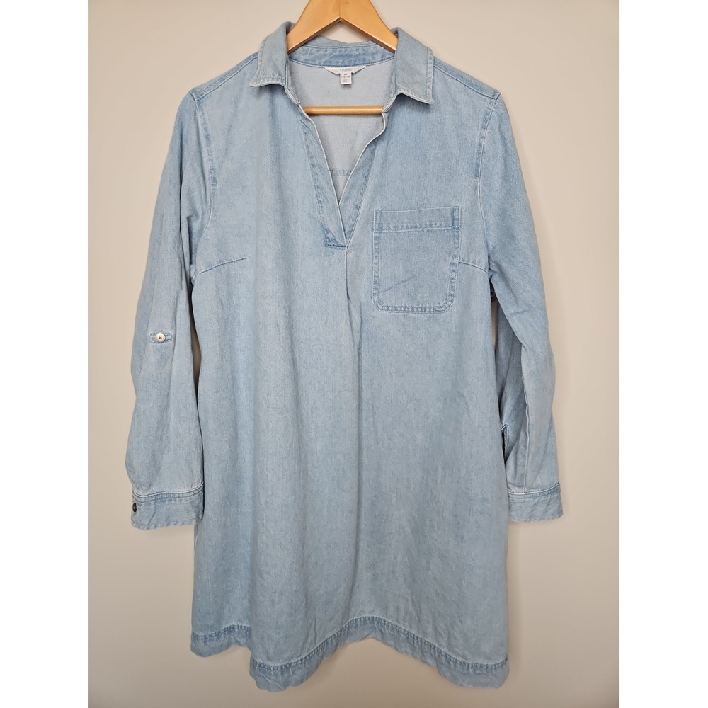 Time And Tru Denim Dress XL Blue Pockets Minimalist Cotton Basic Coastal Capsule - Picture 2 of 16